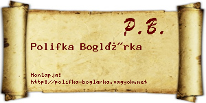Polifka Boglárka névjegykártya